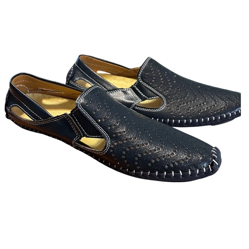 Men's Navy Driving Loafers Size 42 US 8.5-9 Slip On Casual Shoes NWOT Unbranded‎